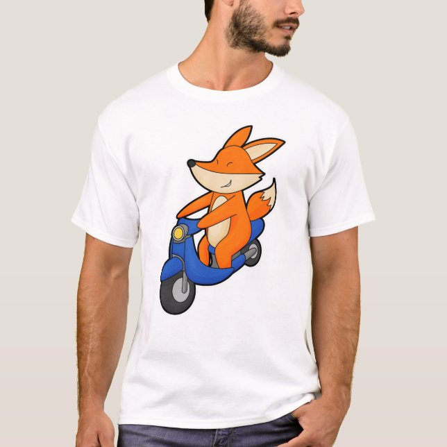 Camiseta Raposa como Biker com Patinete (Frente)