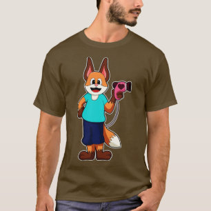 Camiseta Raposa como cabeleireiro com secador de cabelo