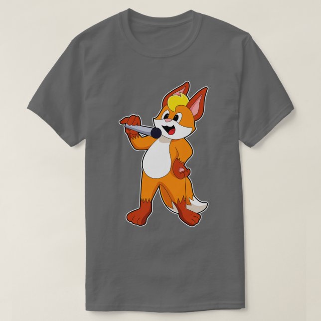 Camiseta Raposa como Cantor com Microfone (Frente do Design)