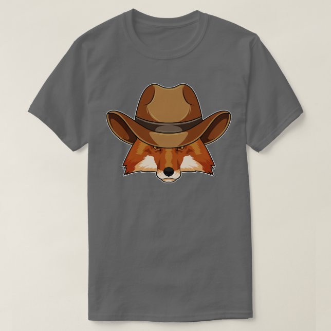 Camiseta Raposa como Cowboy com Chapéu (Frente do Design)