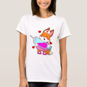 Camiseta Raposa como Enfermeira com Seringa