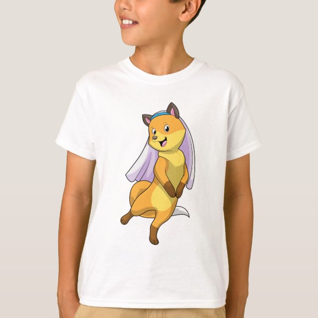 Camiseta Raposa como Noiva com Véu (Frente)
