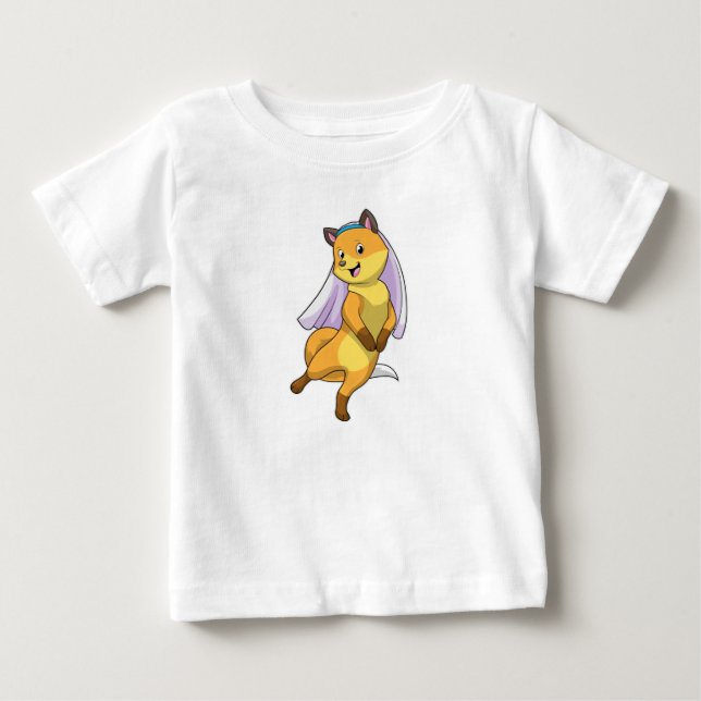 Camiseta Raposa como Noiva com Véu (Frente)