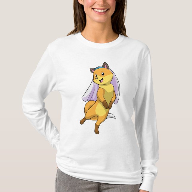 Camiseta Raposa como Noiva com Véu (Frente)