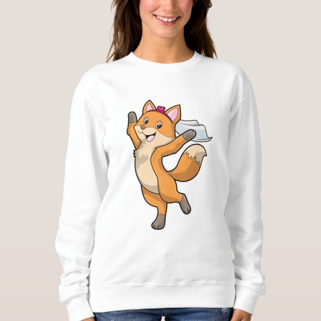 Camiseta Raposa como Noiva com Véu & Coração (Frente)
