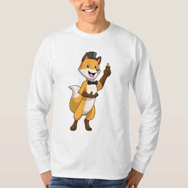 Camiseta Raposa como noivo com aliança de casamento (Frente)