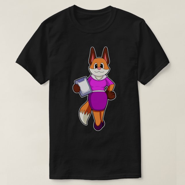Camiseta Raposa como Secretária com saia (Frente do Design)