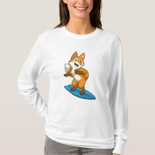 Camiseta Raposa como Surfer com Surfboard