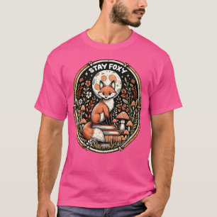 Camiseta Raposa de Cottagecore Livros Aestéticos Florais, C