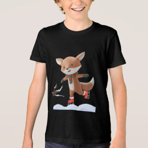 Camiseta Raposa de desenho animado de patinação no gelo
