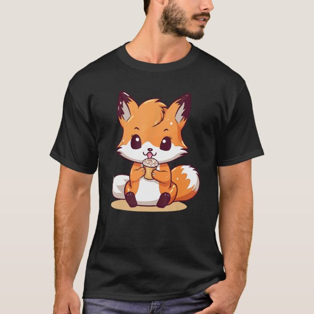 Camiseta Raposa de Kitsune Design de Cupcake 1 (Frente)