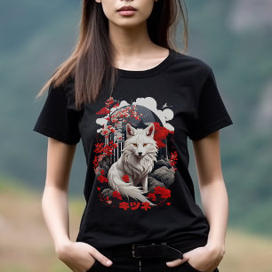 Camiseta Raposa de Kitsune do Estilo Japonês