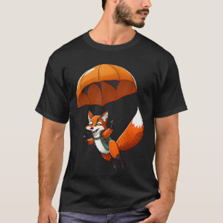 Camiseta Raposa de Paraquedismo Retro Engraçada Animal