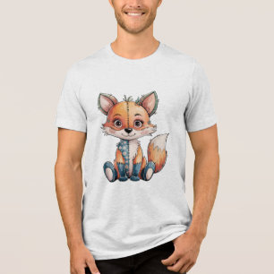 Camiseta Raposa de Sistema de Patches Florais de Aquarela A