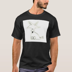 Camiseta raposa desenho simples preto branco cinza infantil