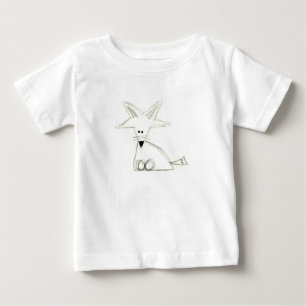 Camiseta raposa desenho simples preto branco cinza infantil