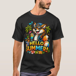 Camiseta Raposa Divertida Olá Verão Desenho Animado