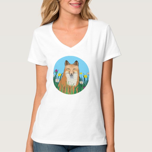 Camiseta Raposa e Flores (Frente)
