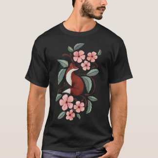 Camiseta Raposa Em Blossomas De Cereja
