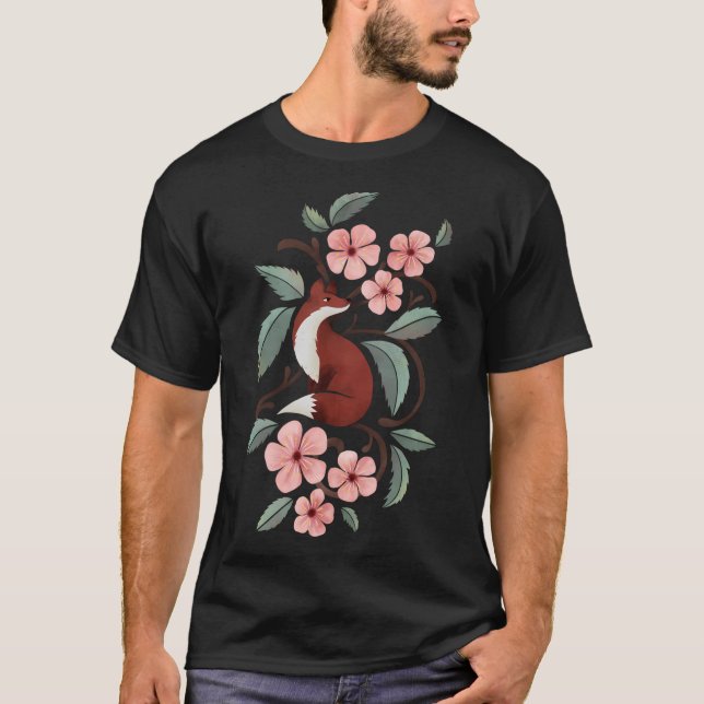 Camiseta Raposa Em Blossomas De Cereja (Frente)