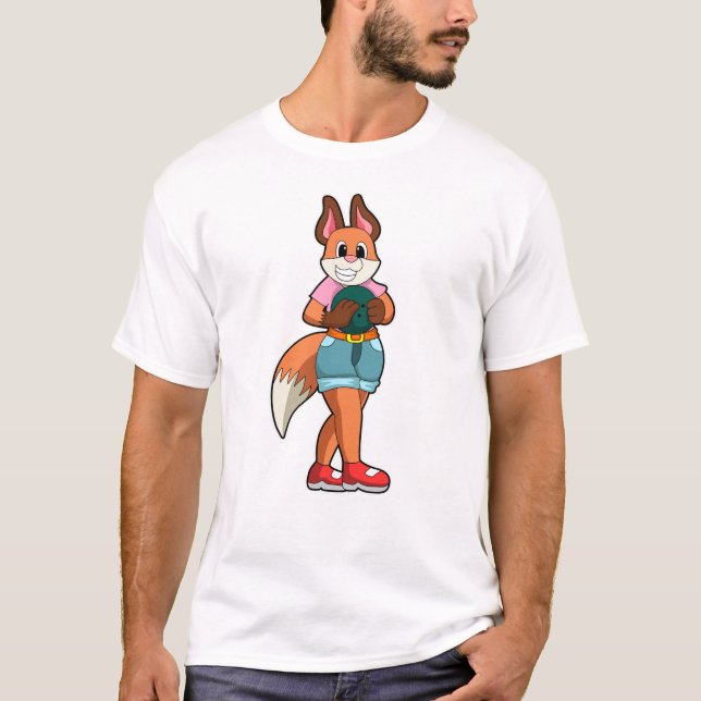 Camiseta Raposa em Boliche com Bola de boliche (Frente)