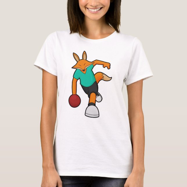 Camiseta Raposa em Boliche com Bola de boliche (Frente)