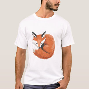 Camiseta Raposa Encolhida Dormindo - Arte Minimalista