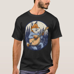 Camiseta Raposa Estética Tocando Banjo Guitarra Em