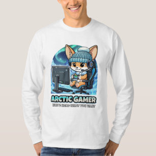 Camiseta Raposa Fennec Gamer Ártico - Aurora Boreal de Jogo