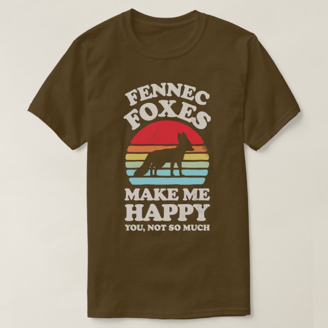 Camiseta Raposa Fennec Me Faz Feliz Retrô Sunset (Frente do Design)