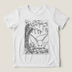 Camiseta Raposa Fenônica Dormindo com flores