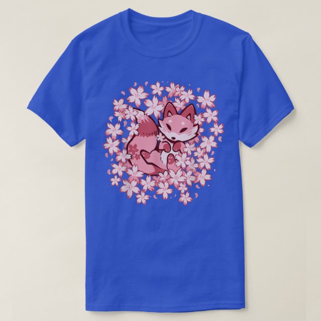 Camiseta Raposa-Flor-Cereja - Raposa-Rosa-Gelada (Frente do Design)
