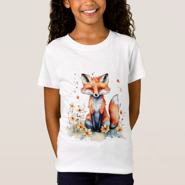 Camiseta Raposa floral branca (Frente)