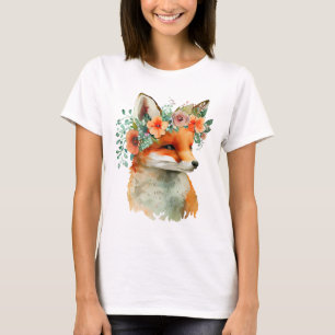 Camiseta Raposa Fofa com Flores – Natureza Adoráve