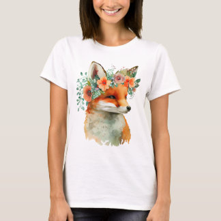 Camiseta Raposa Fofa com Flores – Natureza Adoráve
