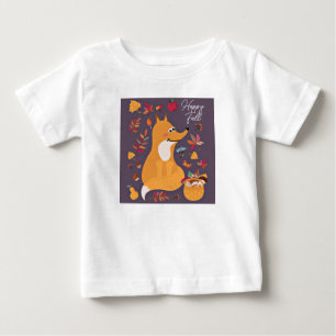Camiseta Raposa fofa de outono com texto personalizado 