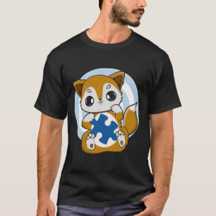 Camiseta Raposa Fofa e Apoio à Conscientização do Autismo