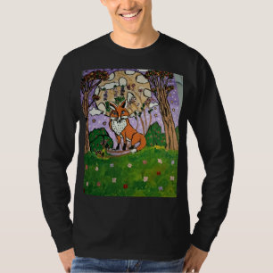 Camiseta Raposa Fofa Sob Lua Cheia na Floresta — Woo Capric