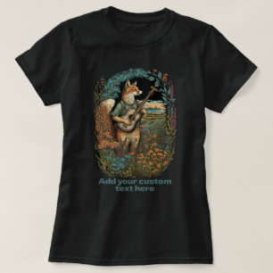 Camiseta Raposa Fofa Tocando Violão Flor Silvestre, Amantes