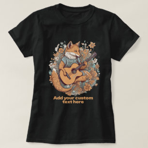 Camiseta Raposa Fofa Tocando Violão Flor Silvestre, Amantes