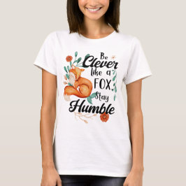 Camiseta Raposa, Humilde, Animais Selvagens, Floral