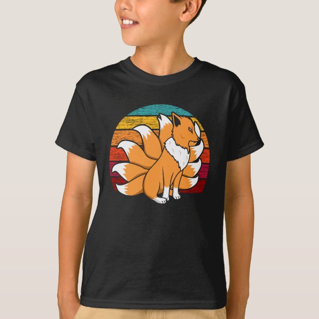 Camiseta Raposa Japonesa Bonita Máscara Kabuki Nove Kitsune (Frente)