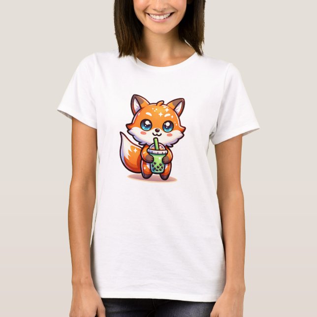 Camiseta Raposa Kawaii Cuja Bolha é Personalizada (Frente)