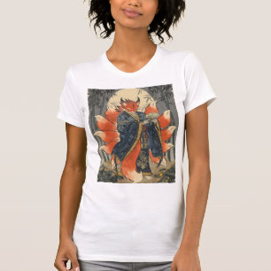 Camiseta Raposa Kitsune de Nove Caudas Arte da Mitologia