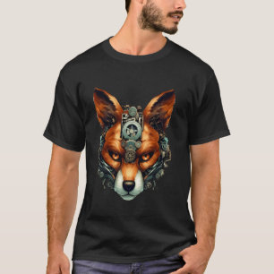 Camiseta Raposa Mecânica Steampunk Ciborgue Robô Vitoriano