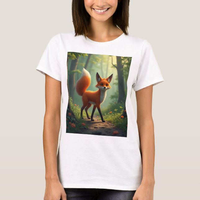 Camiseta Raposa mística que percorre a floresta (Frente)