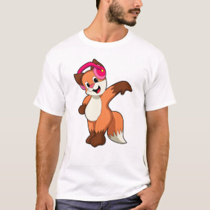 Camiseta Raposa na música com fone de ouvido