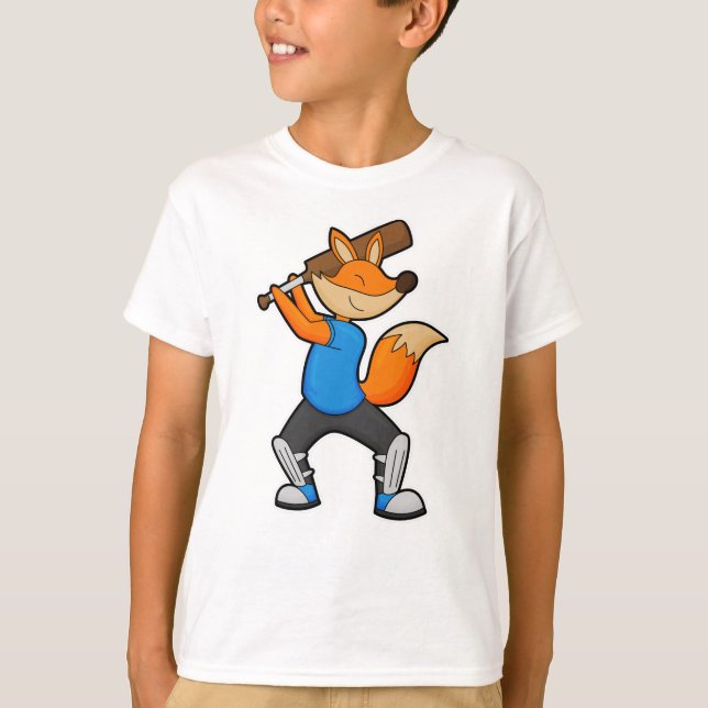 Camiseta Raposa no Cricket com morcego de Cricket (Frente)