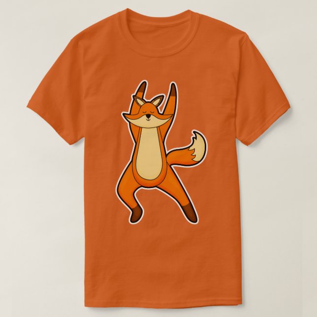 Camiseta Raposa no exercício de alongamento de Yoga (Frente do Design)