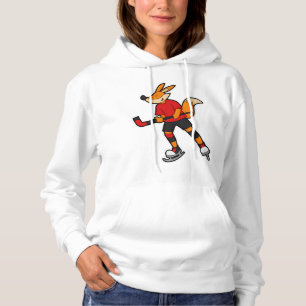Camiseta Raposa no hóquei no gelo com bastão de hóquei no g